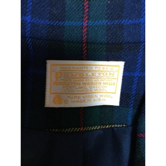 Pendleton Virgin Wool Blazer Jacket Notch Lapel Two Button Front Plaid Women - Picture 6 of 7